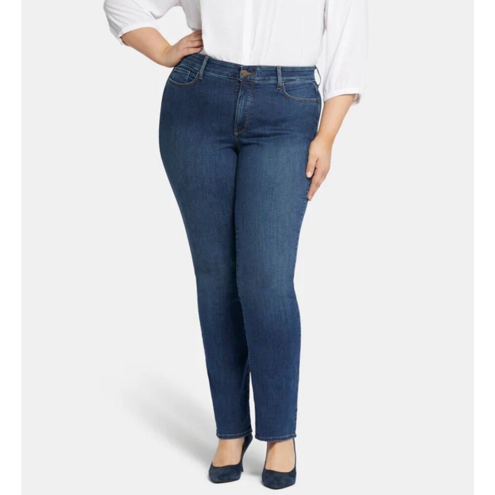 NYDJ Jeans Plus Size 24W Marilyn Straight‎ Lift Tuck Stretch Medium Blue New